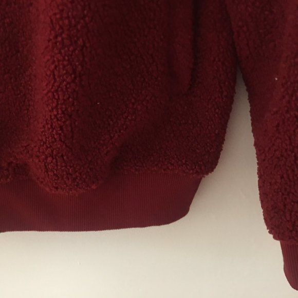 Mirol Women's Burgundy Long Sleeve Sherpa Fleece Jacket - Picture 3 of 4
